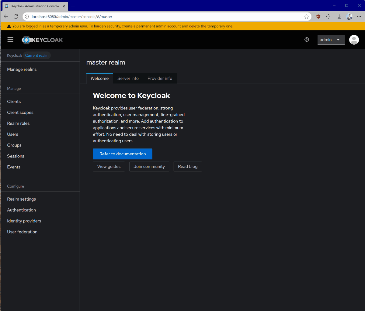 Creating a new client in Keycloak.