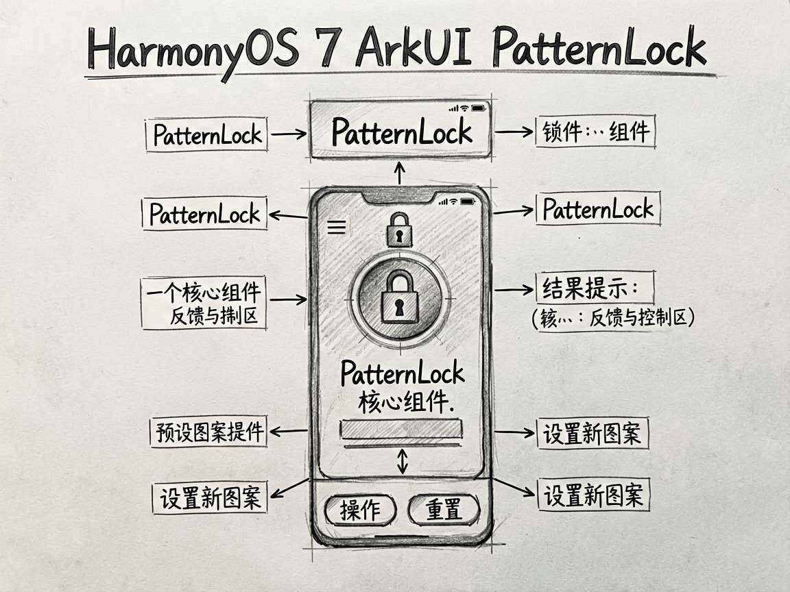 用 sketch-notes 手绘笔记风格绘制一张页面结构框架图，主题是 HarmonyOS 7 A