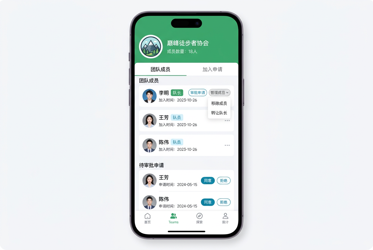 团队详情与成员管理