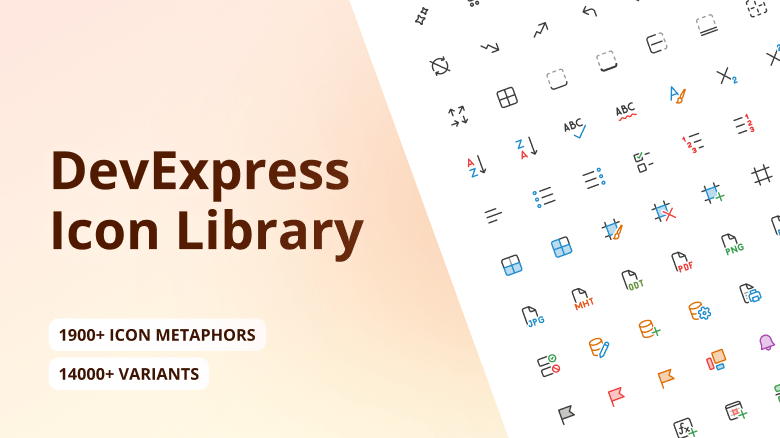 DevExpress v26.1 Blazor Icon Library 图标分类与浏览界面