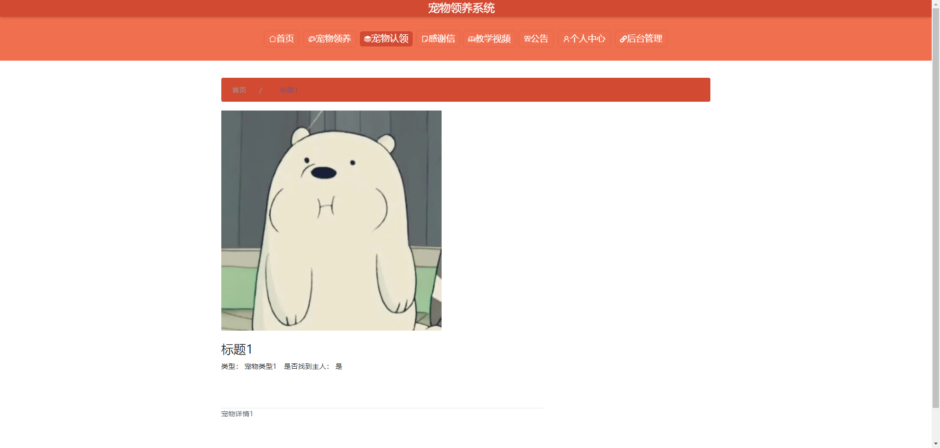 宠物认领界面