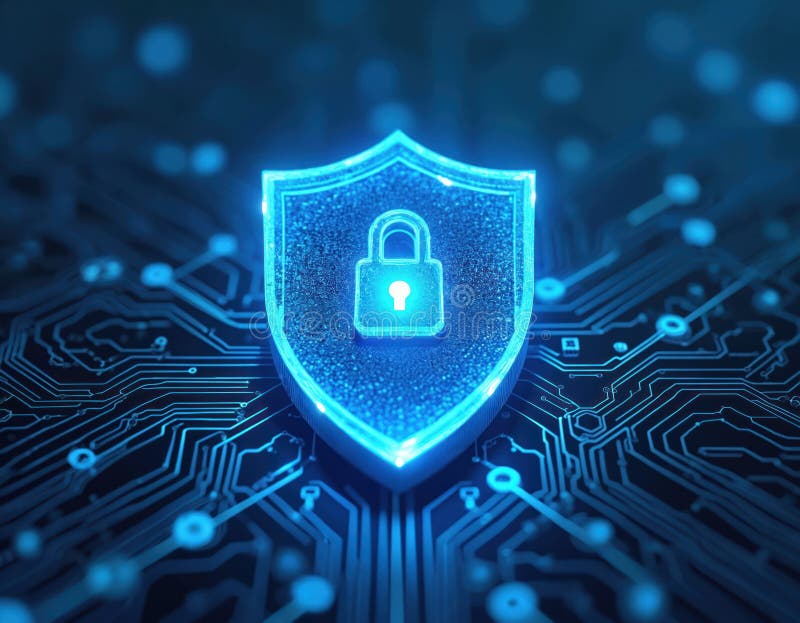 Cyber Security Illustration Shows Data Protection of Private Info. Lock in  Blue Shield, Secure Network Concept Stock Illustration - Illustration of  cyber, finance: 360079678
