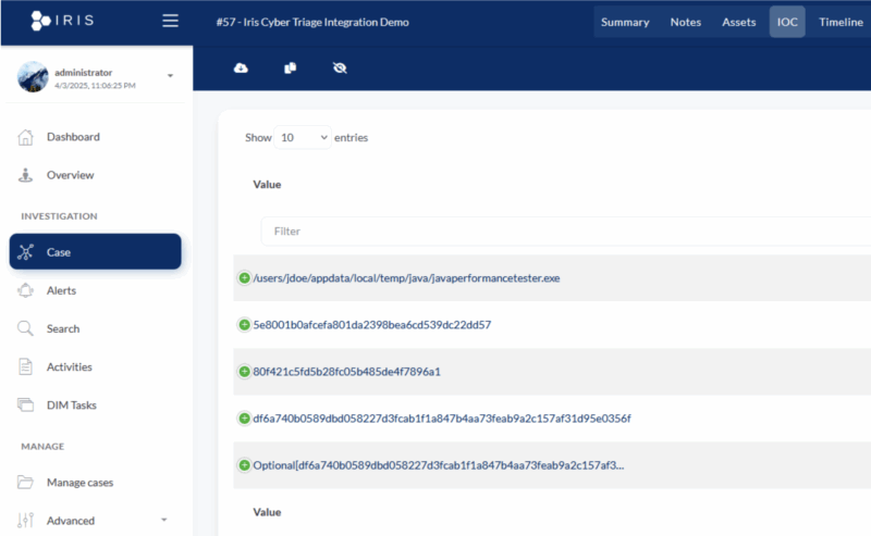 将结果推送到 DFIR IRIS