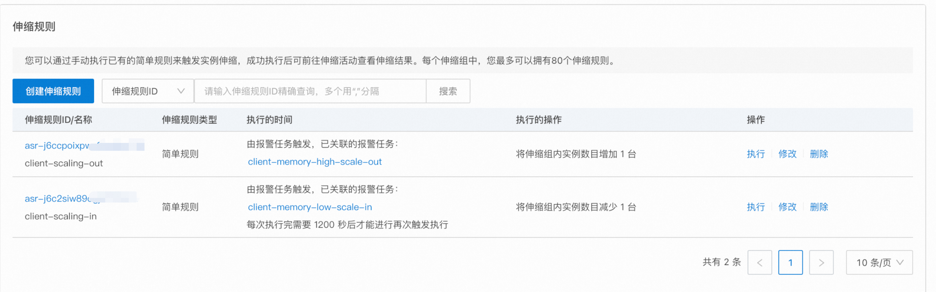 在 ESS 中执行扩缩容规则