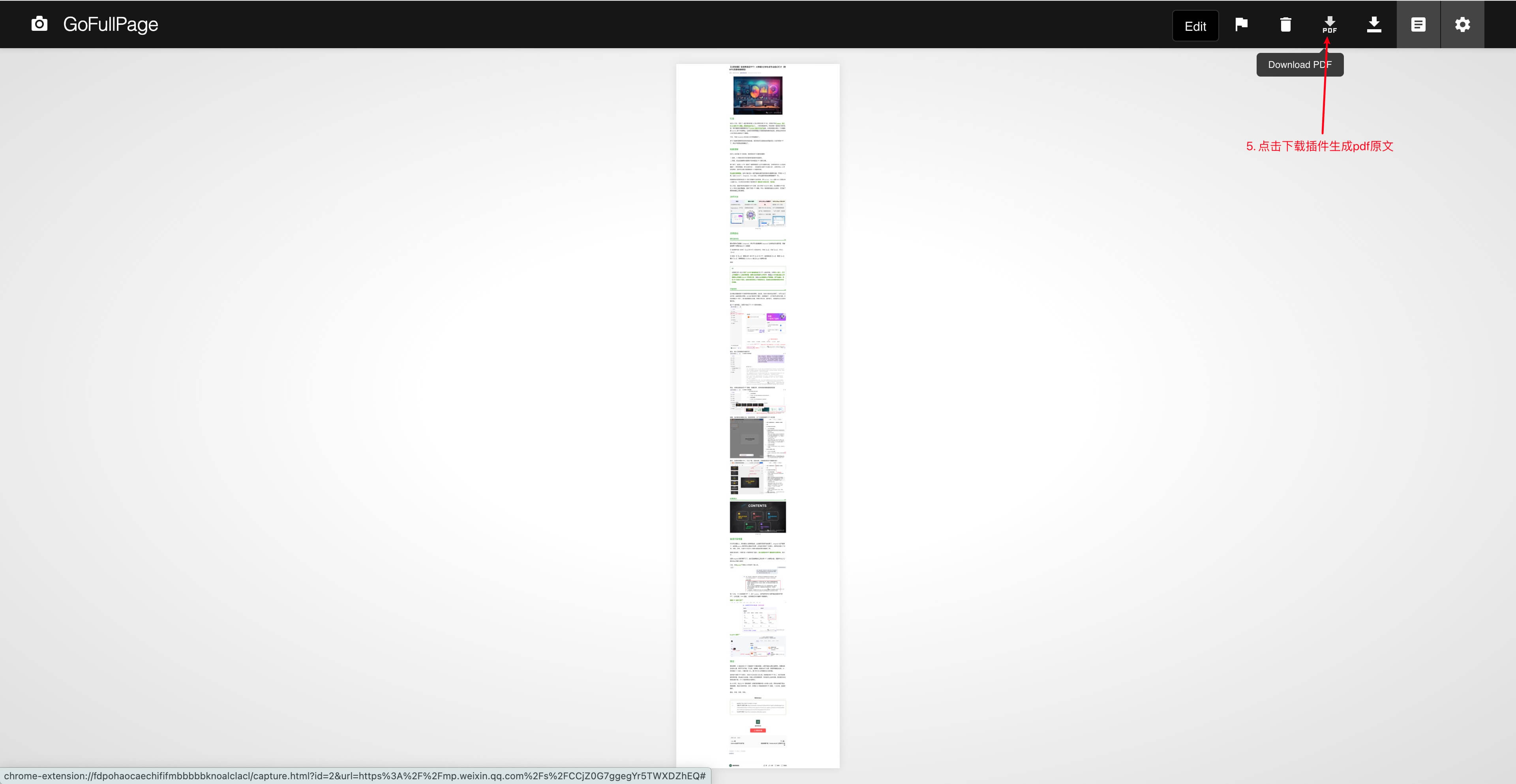 将捕获结果下载为 PDF