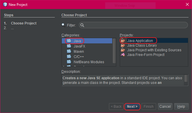 Create new project NetBeans IDE in Java