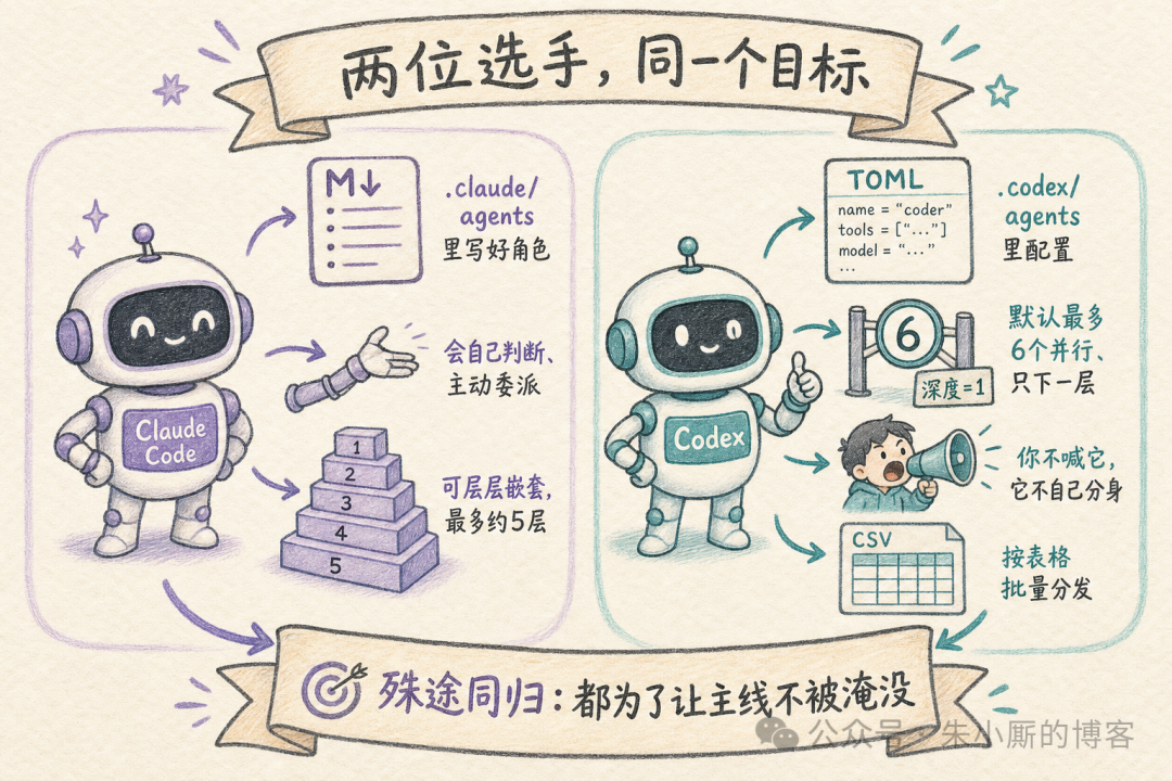 两位选手,同一个目标:Claude Code 自动委派 vs Codex 显式召唤