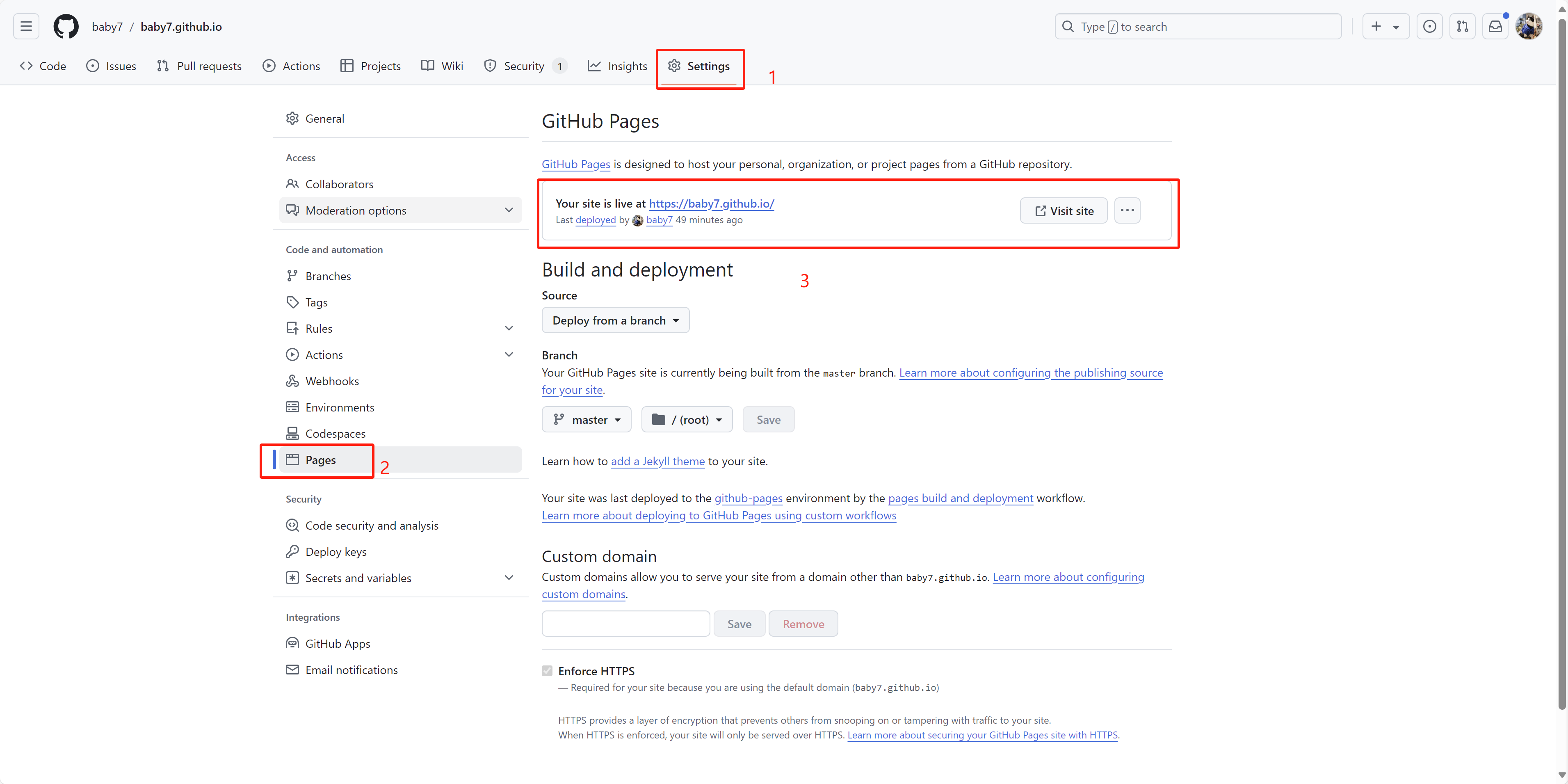 GithubPages配置截图