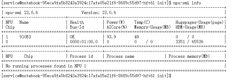 npu-smi info命令执行结果