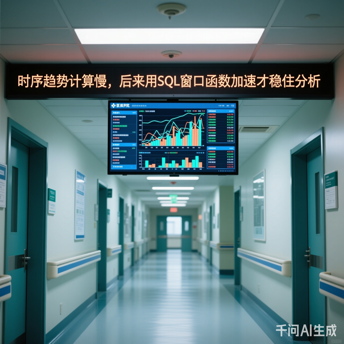 医院走廊的电子屏幕显示着混乱的患者数据