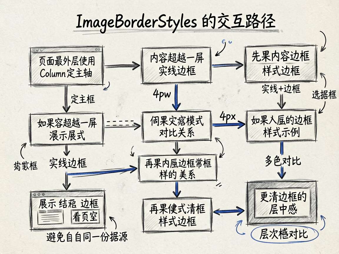 为一篇中文 HarmonyOS 教程生成一张手绘流程图,主题是「ImageBorderStyles