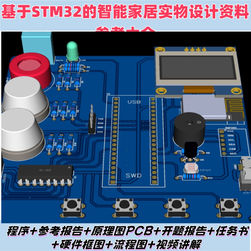 基于STM32单片机主控的智能家居设计系统实物资料大全参考文档_基于单片机家庭环境检测系统设计实物-CSDN博客