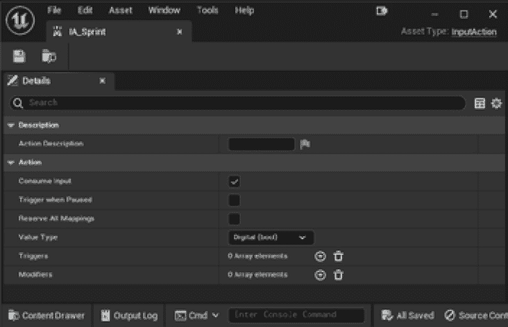 图 5.5 – 冲刺动作设置