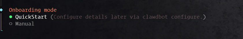 Clawdbot QuickStart 快速开始选项