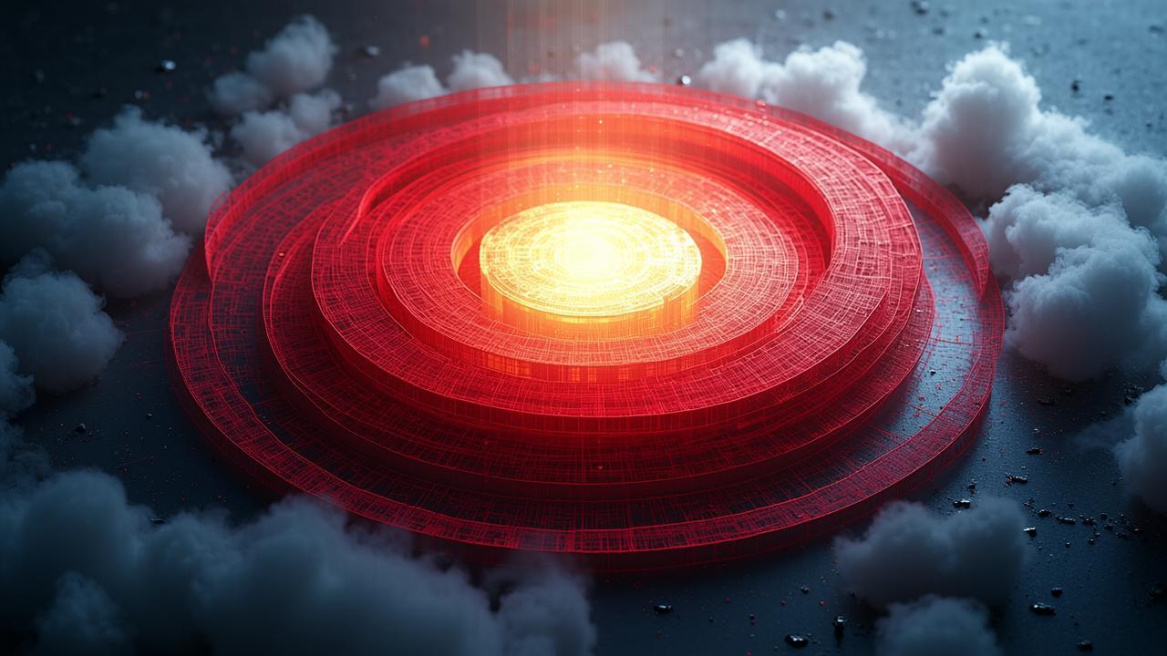 Three concentric abstract layers forming a circula