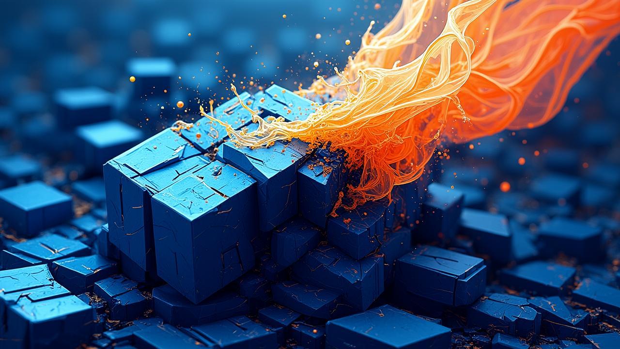 Abstract conflict and fusion imagery: deep blue ge