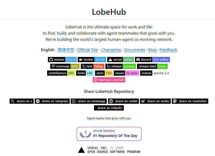 lobehub 项目介绍图