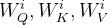 W_{Q}^{i}, W_{K}^{i}, W_{V}^{i}