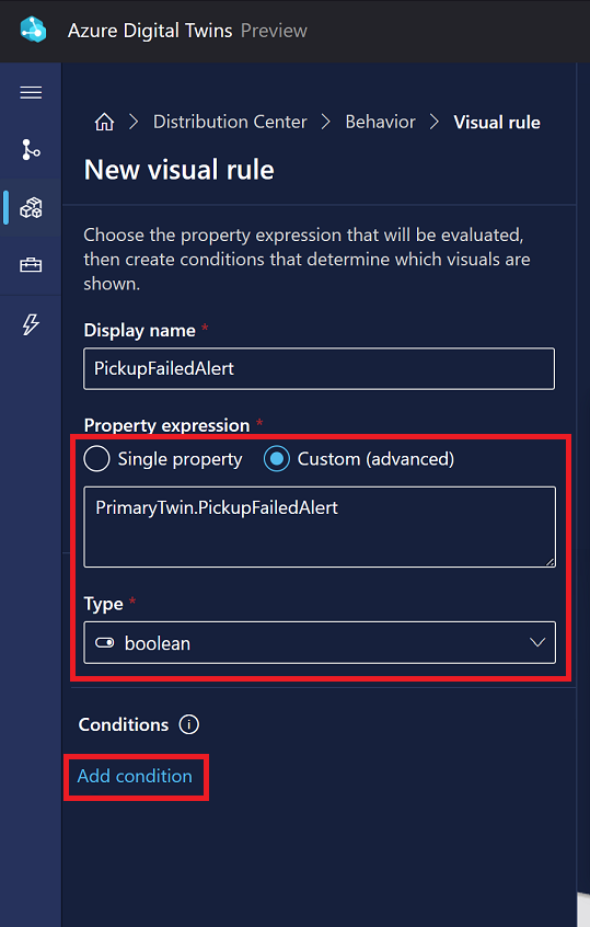 在 3D 场景工作室中添加第二个视觉规则条件的屏幕截图。