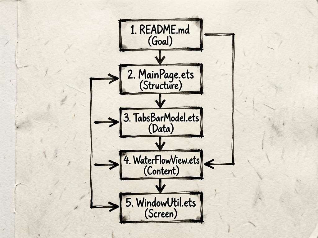Ink flowchart showing recommended source code read