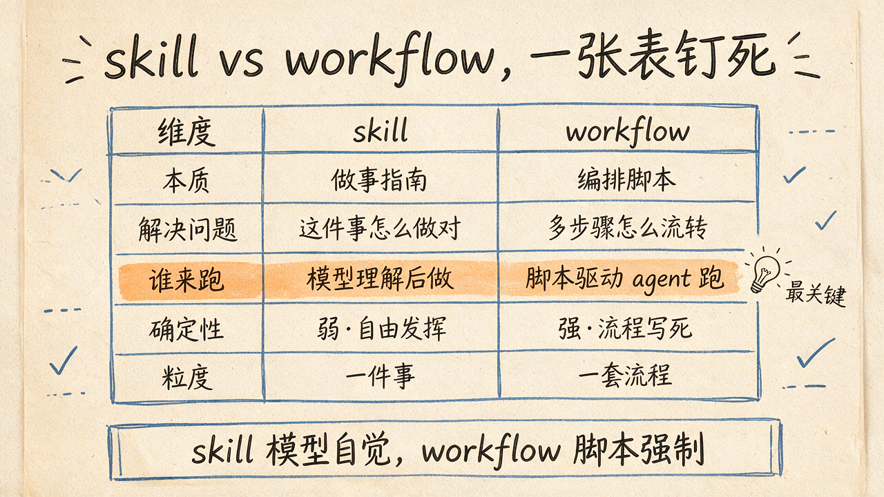 skill 与 workflow 五维对比