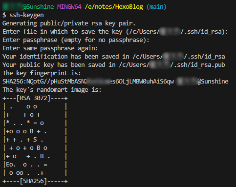 生成默认配置且不带 Passphrase 的密钥对