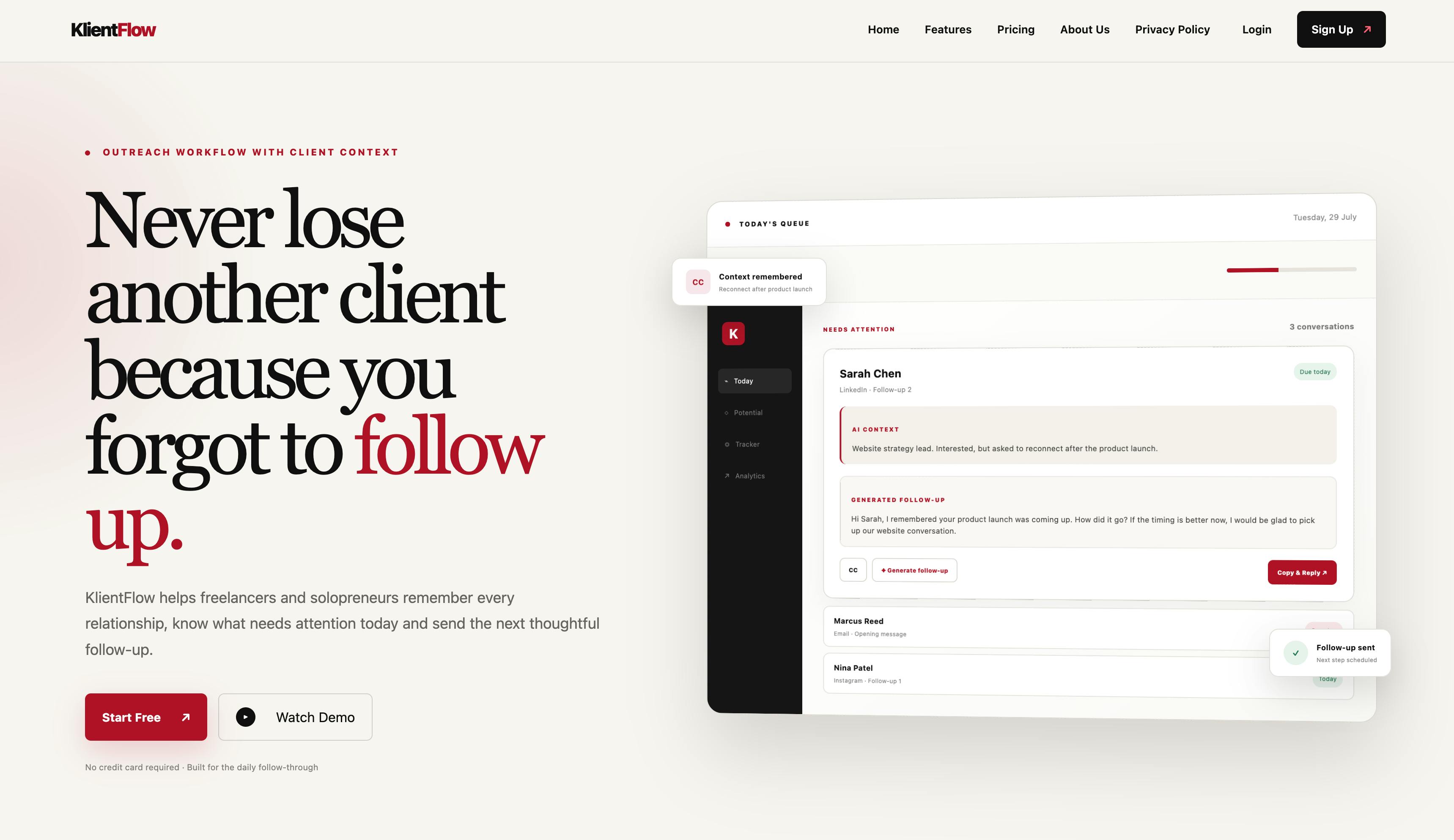 KlientFlow — Never forget client context