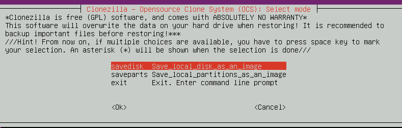 clonezilla savedisk