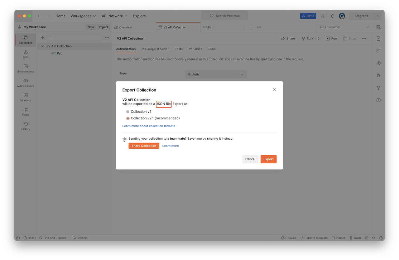 postman 导入 JSON 格式