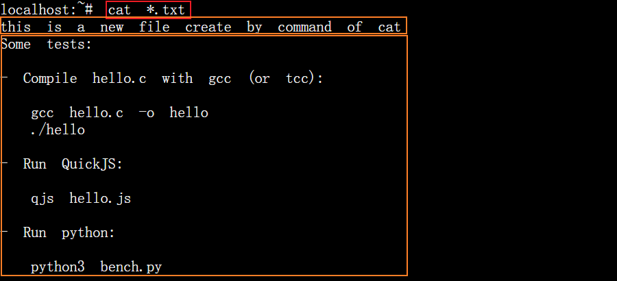 cat *.type命令显示同一个文件类型，这属于正则表达式范畴