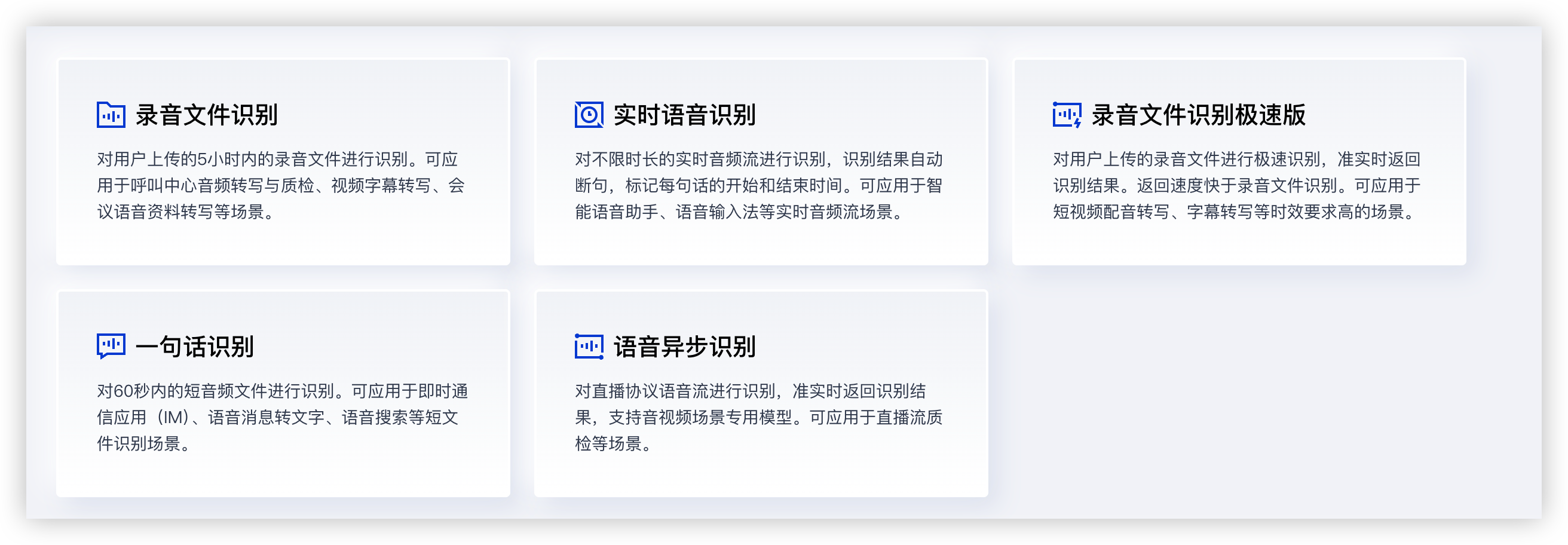 ASR语音识别产品目录