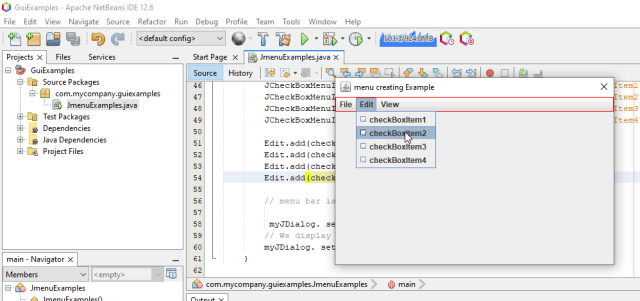 Creating JMenu in java using Netbeans with Examples-CSDN博客