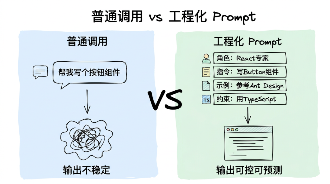 普通调用 vs 工程化 Prompt