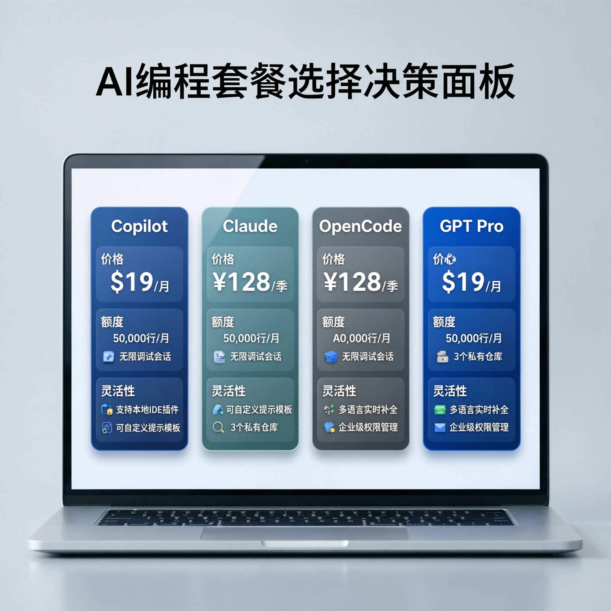 AI编程套餐选择与开发者决策面板插画