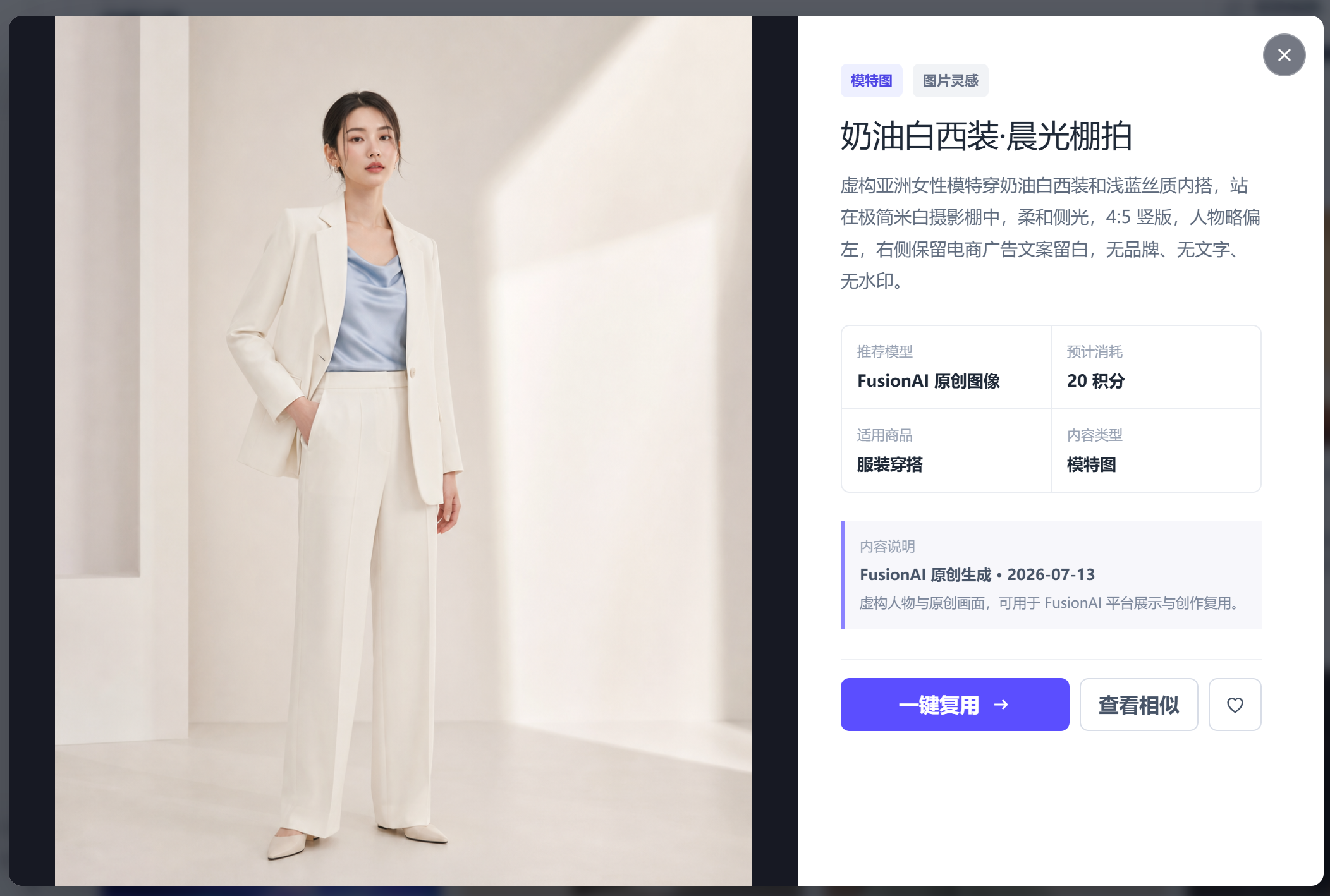 FusionAI灵感广场服装展示