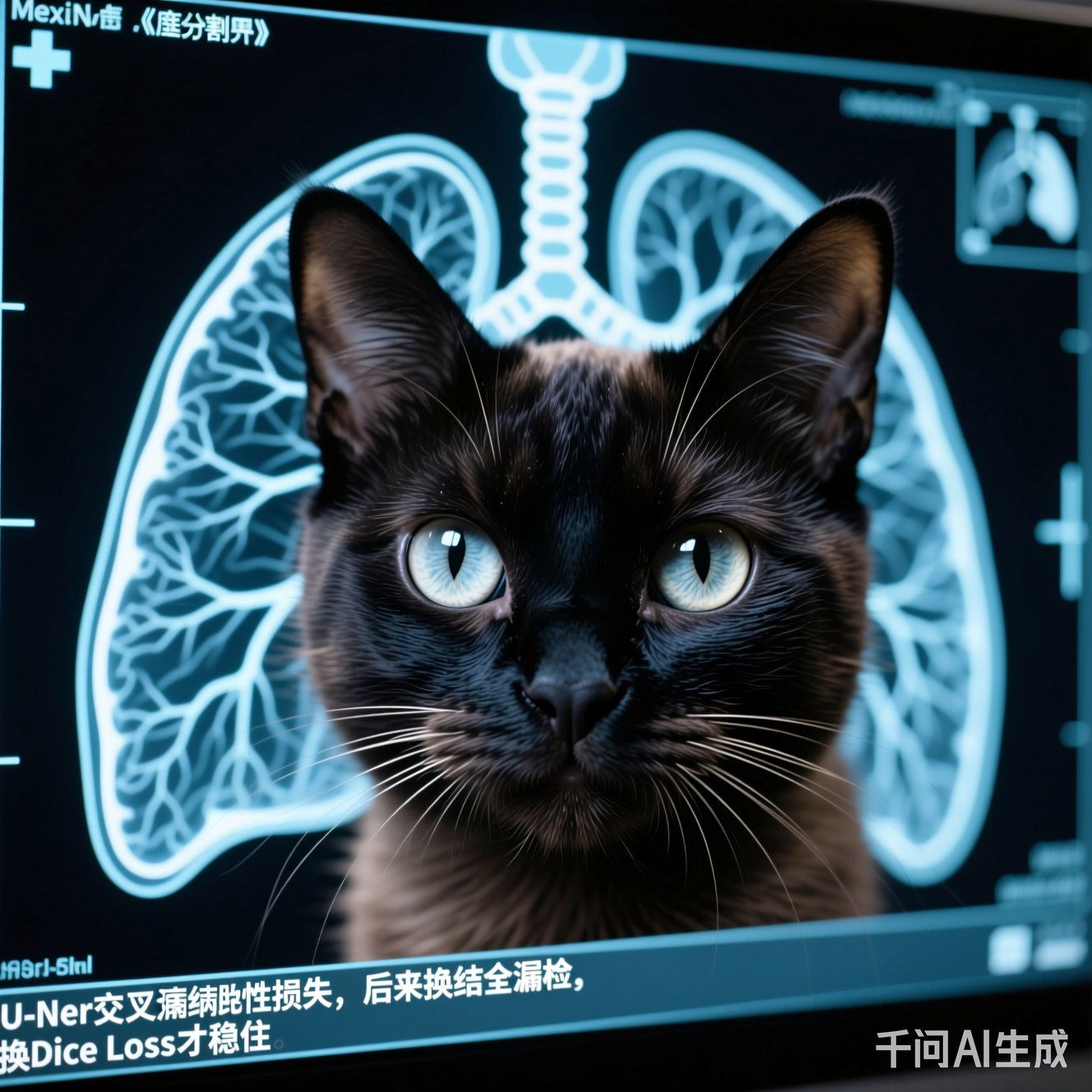 一只盯着屏幕到眼眶发黑的猫