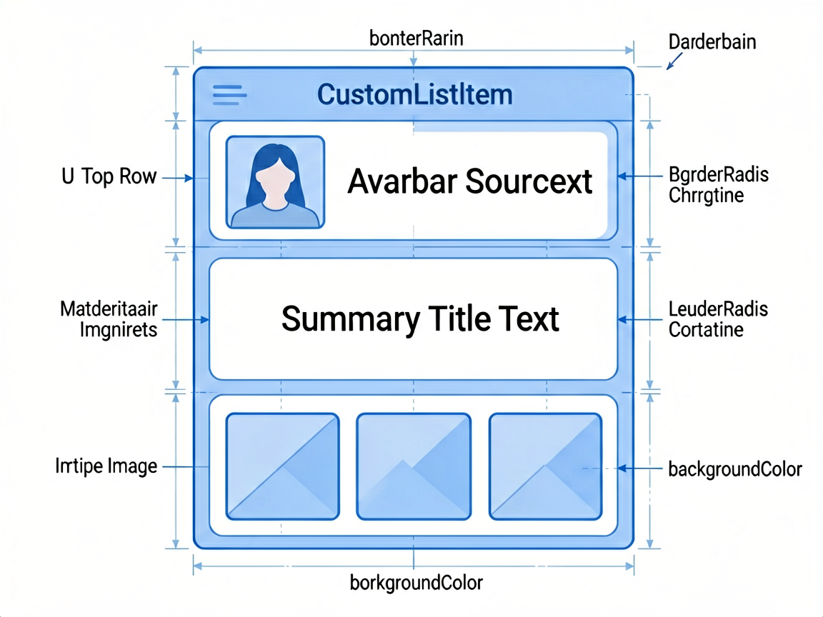 A technical blueprint diagram of the 'CustomListIt