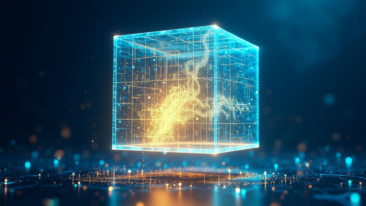 Abstract futuristic imagery—a translucent glowing 