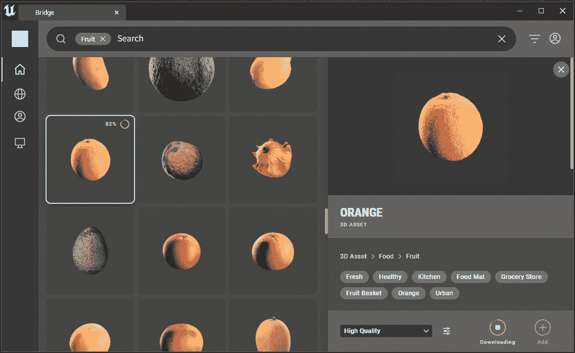 图 3.2 – Quixel Bridge