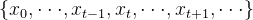 \left \{ x_{0},\cdot \cdot \cdot, x_{t-1}, x_{t},\cdot \cdot \cdot, x_{t+1},\cdot \cdot \cdot \right \}