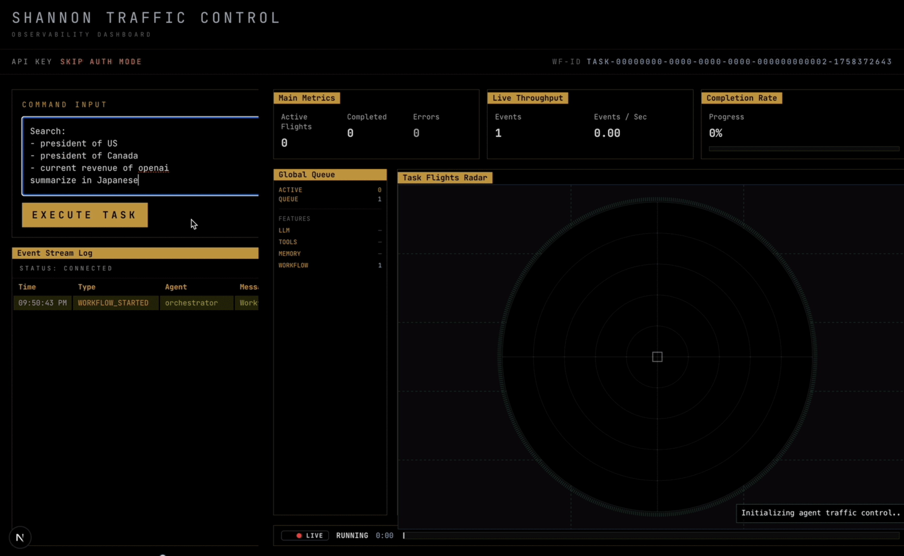 Shannon Dashboard