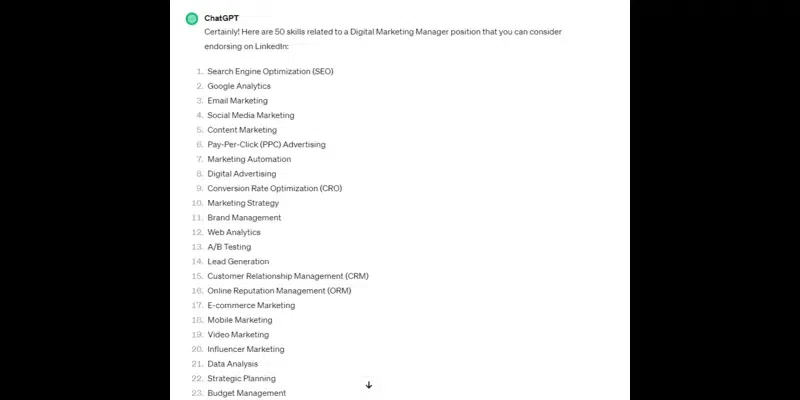 使用 ChatGPT 更新 LinkedIn 中的关键技能部分