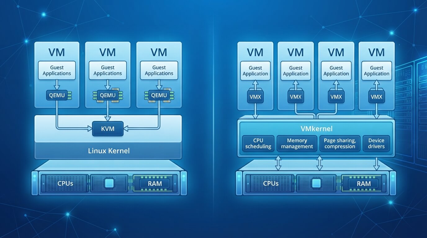 kvm与vmware cpu内存管理对比