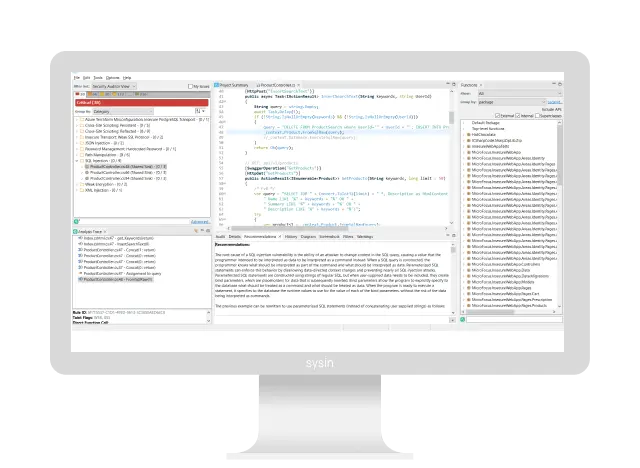 OpenText Static Application Security Testing platform dashboard on a computer