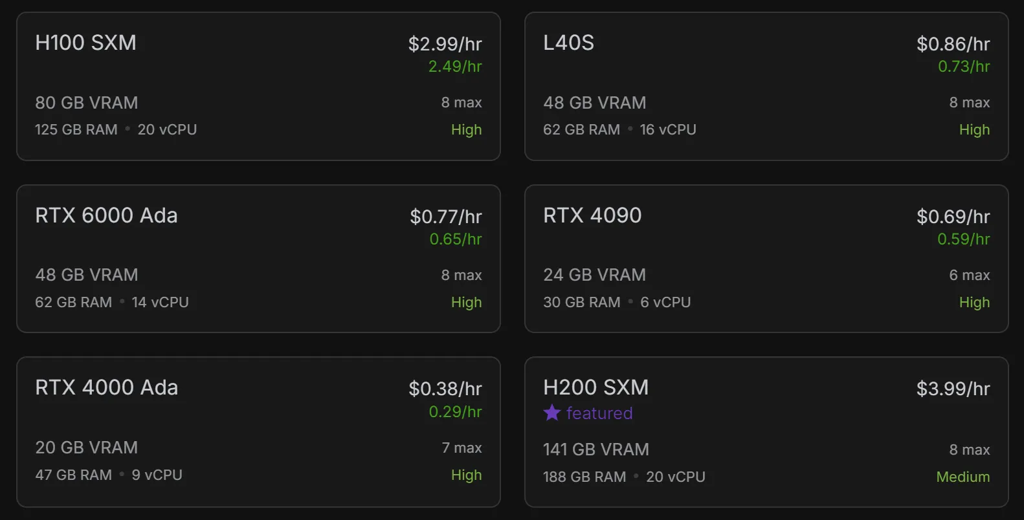 Runpod GPU rental example