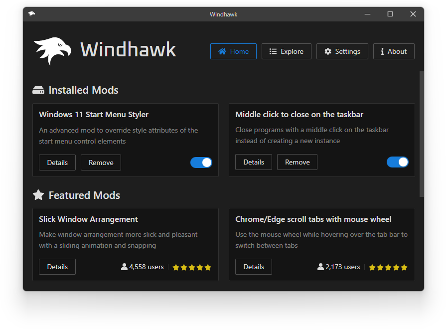 Windhawk screenshot