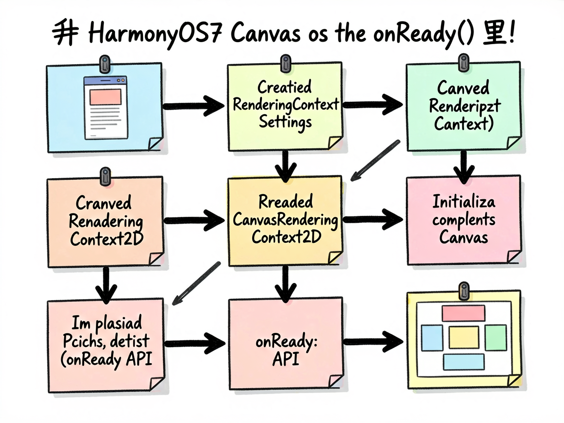 为 HarmonyOS7 Canvas 入门实战绘制一张手绘流程图，表现“为什么绘制逻辑要放在 on
