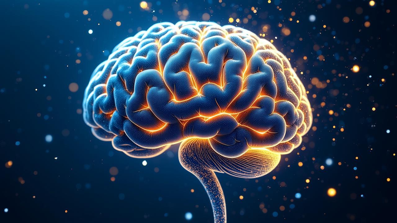 Abstract digital neuron storm: countless semi-tran