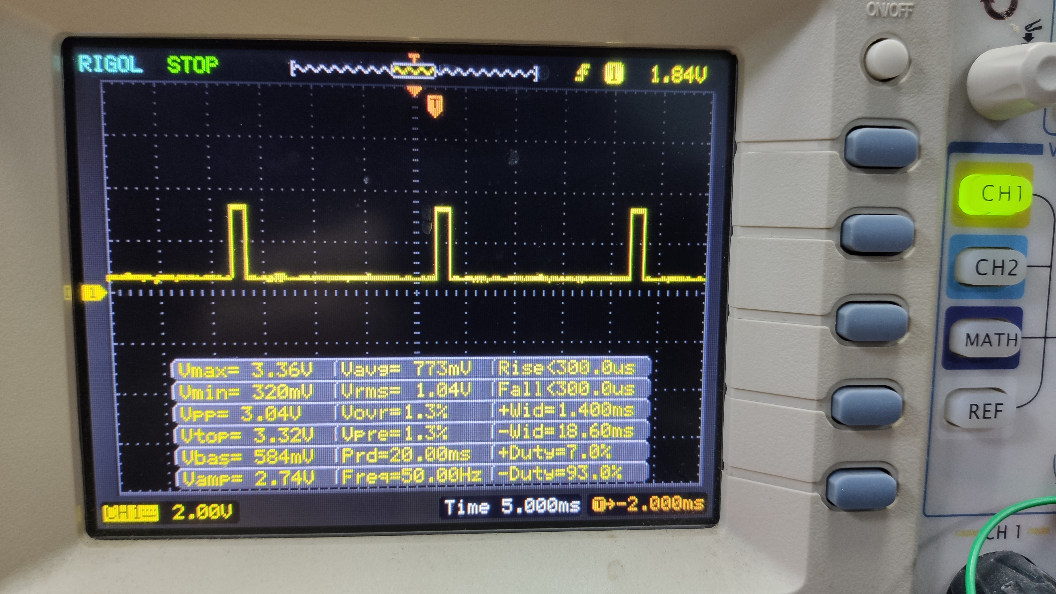 示波器观察PWM输出情况
